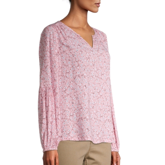 NWT Time and Tru Bohemian Split neck women's blouse - Picture 5 of 5